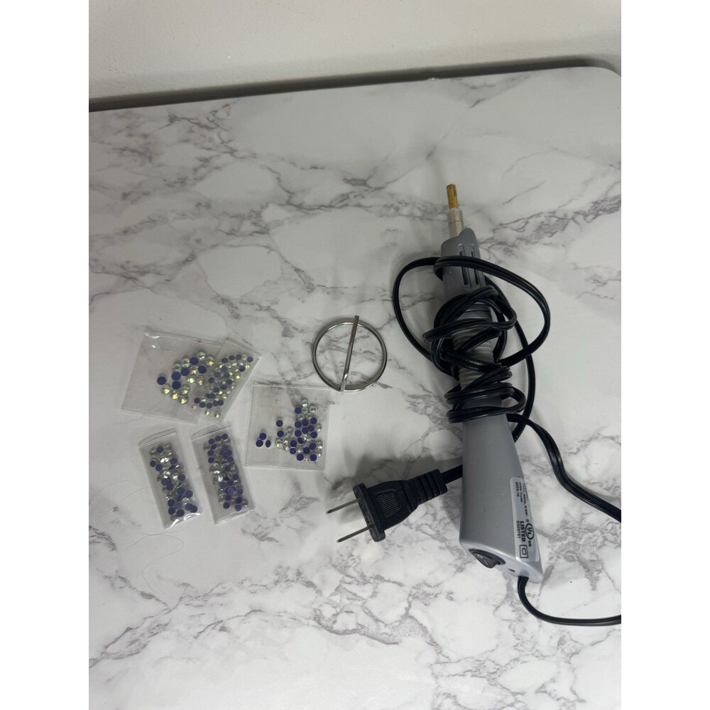 Plug-In Hot Fix Applicator Wand w/ Tips & Rhinestones Purple/Clear